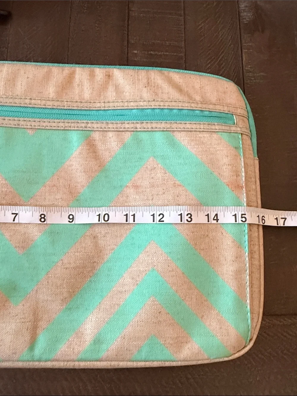 Turquoise Chevron Zip Pouch by